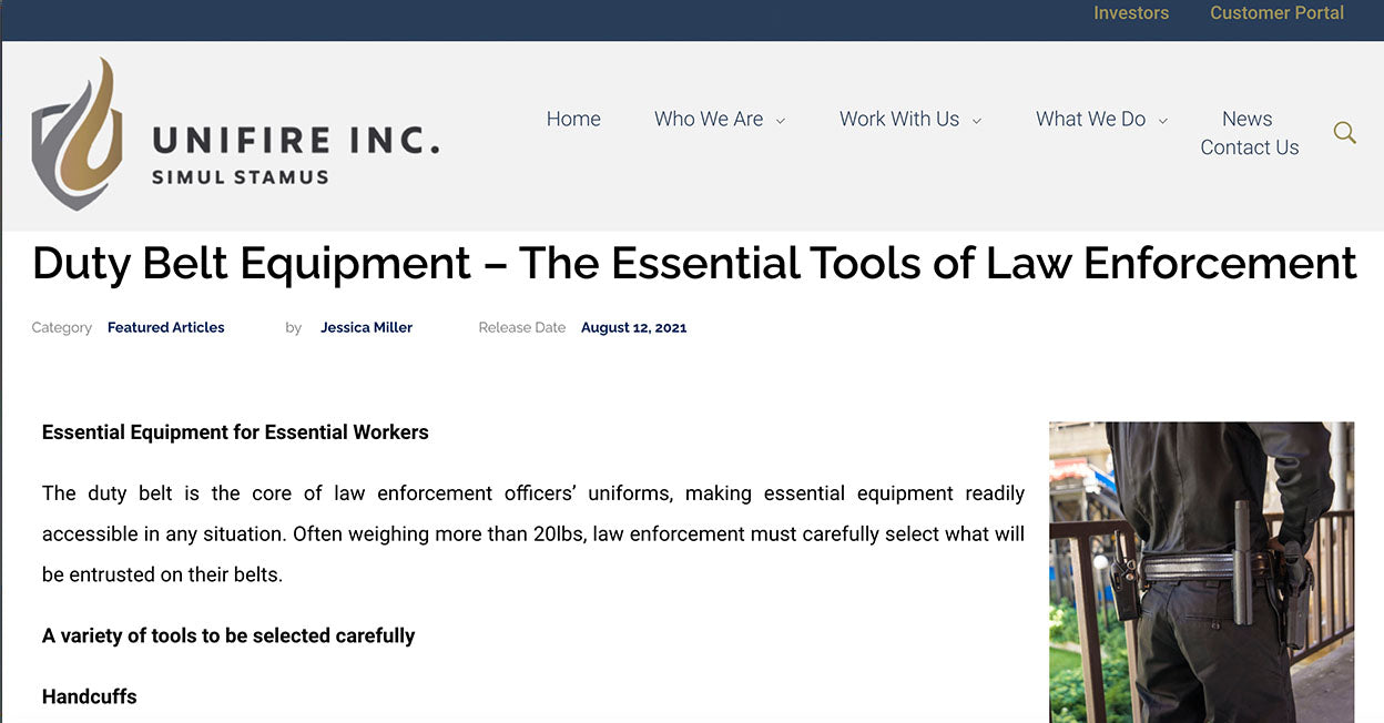 UNIFIREUSA.COM: Duty Belt Equipment – The Essential Tools of Law Enforcement