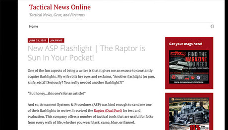 Tactical News Online: New ASP Flashlight | The Raptor is Sun In Your Pocket!