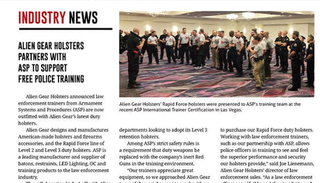 Shooting Industry Magazine: Alien Gear Holsters Partner with ASP to Support Free Police Training